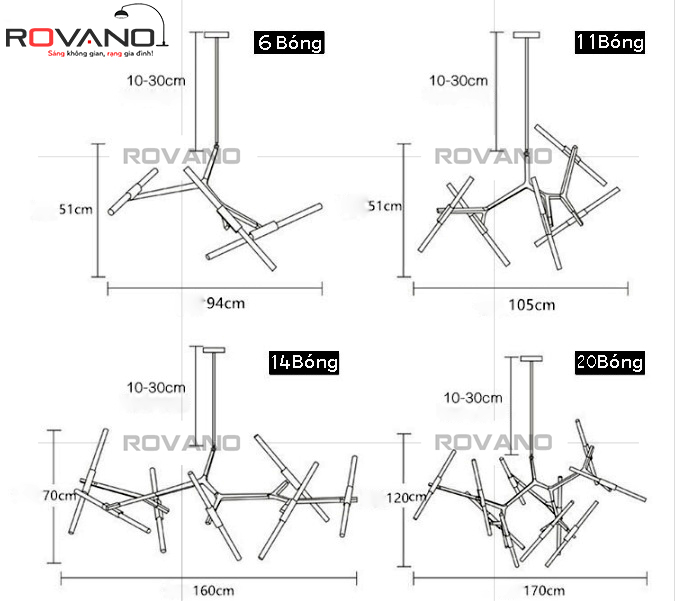 Đèn chùm hiện đại RT-55/10Đ