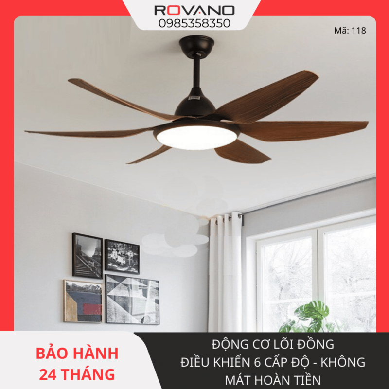 Quạt Trần Đèn Cánh Nhựa RQT-118