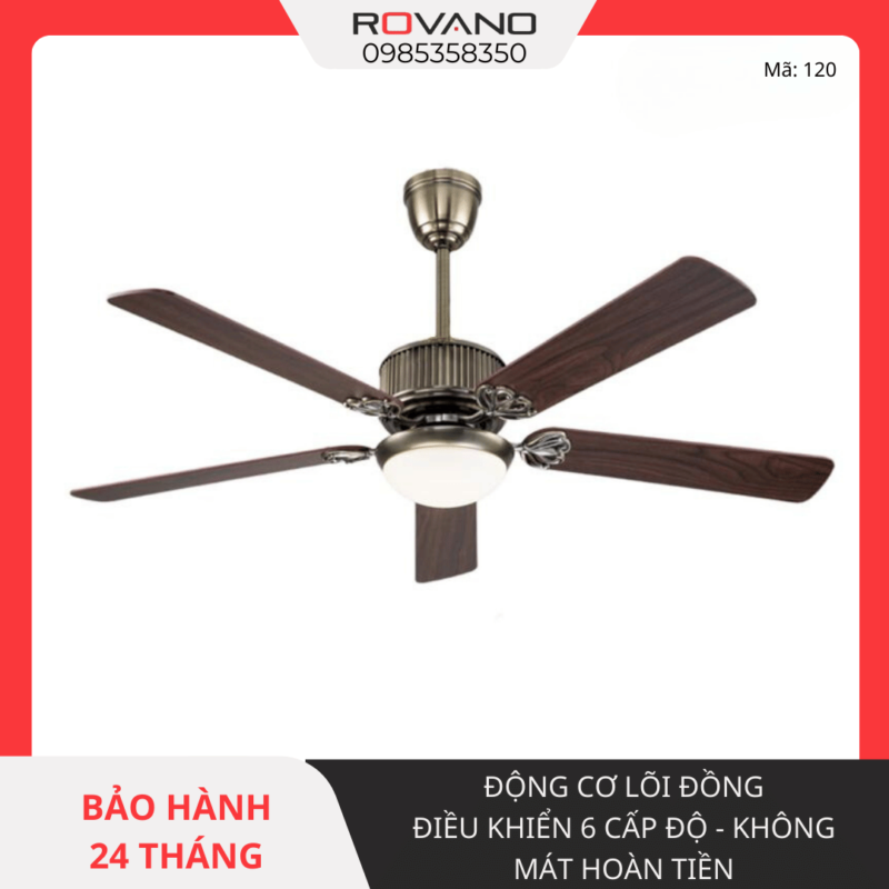 Quạt Trần Đèn 5 Cánh Gỗ RQT-120