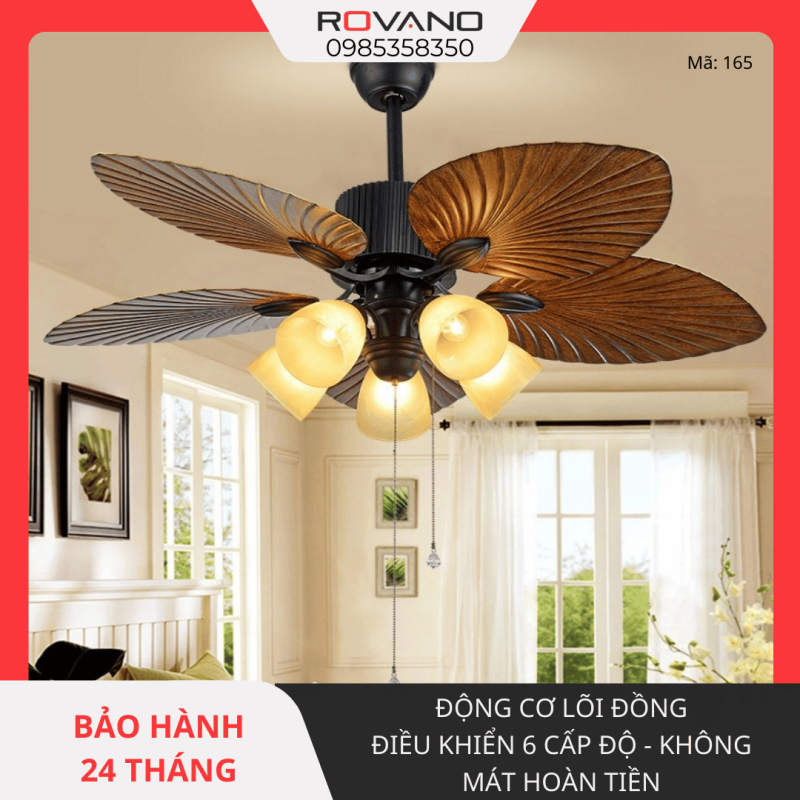 Quạt Trần Đèn 5 Cánh Gỗ RQT-165