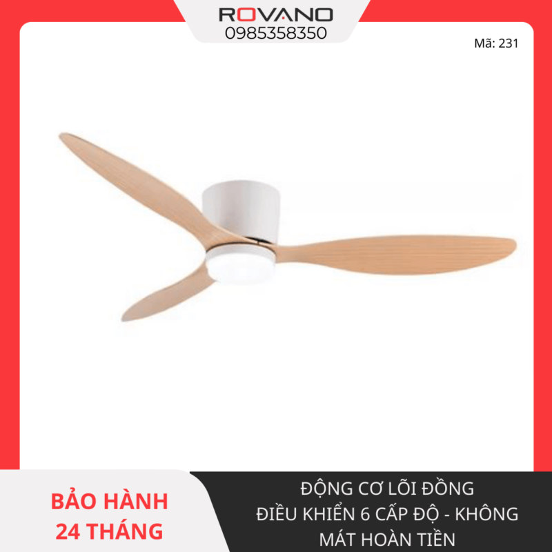 Quạt trần đèn 3 cánh nhựa RQT-231