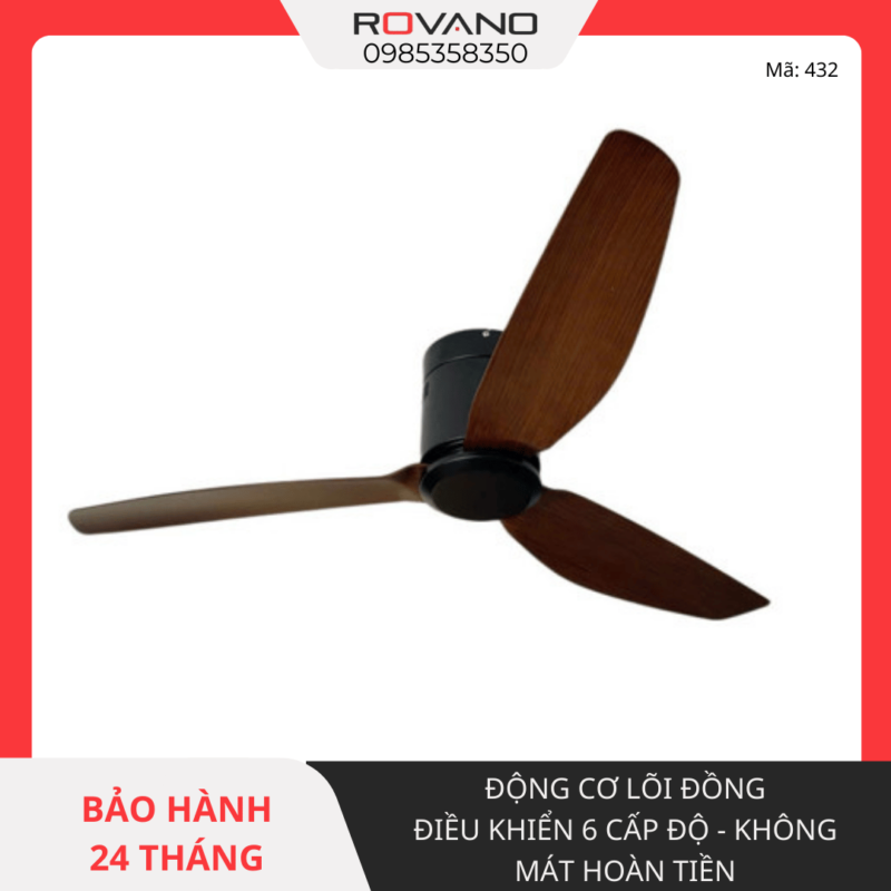 Quạt Trần Đèn 3 Cánh Nhựa RQT-432DGD