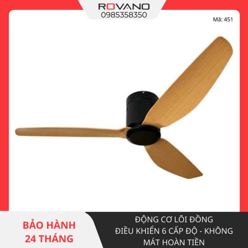 Quạt Trần Đèn 3 Cánh Nhựa RQT-451