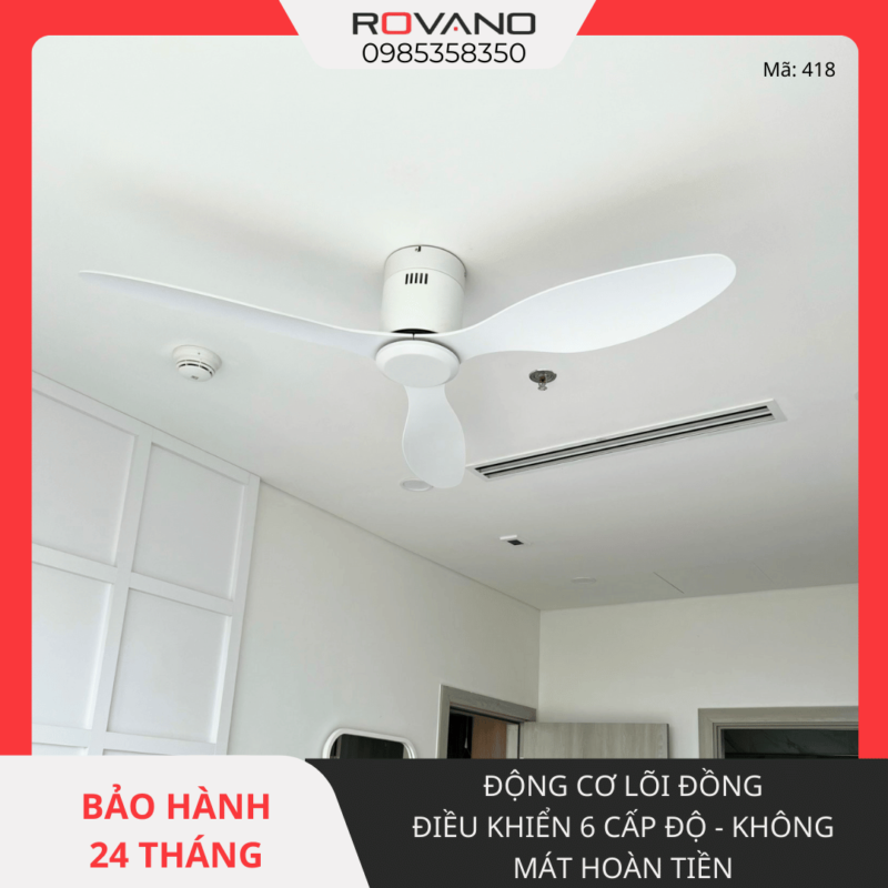 Quạt Trần Đèn 3 cánh Nhựa RQT-418KD