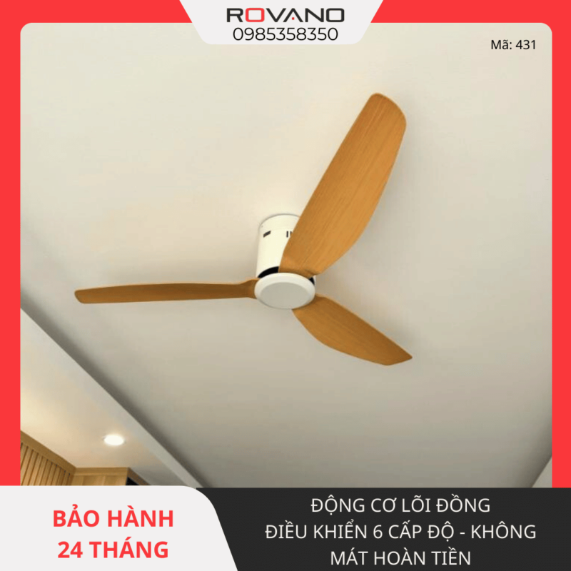 Quạt Trần Đèn 3 Cánh Nhựa RQT-431