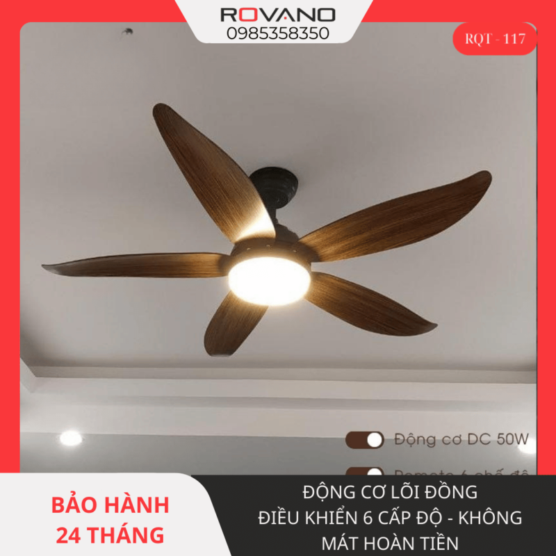 Quạt Trần Đèn 5 Cánh RQT-117