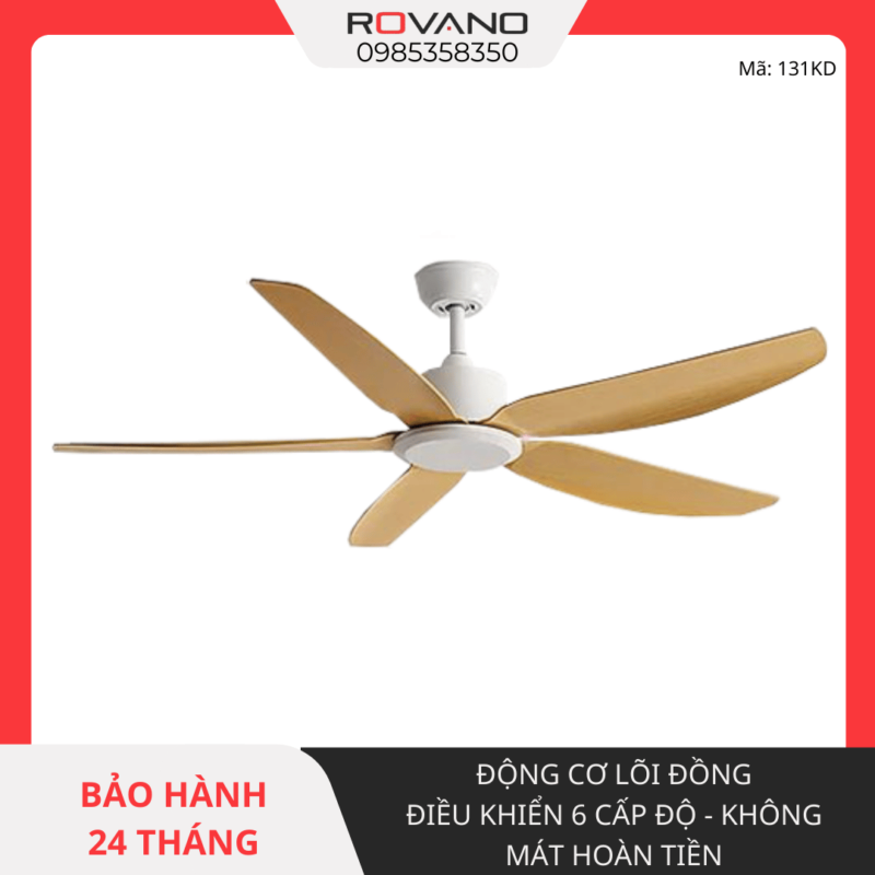 Quạt Trần Đèn 5 Cánh Nhựa RQT-131KD