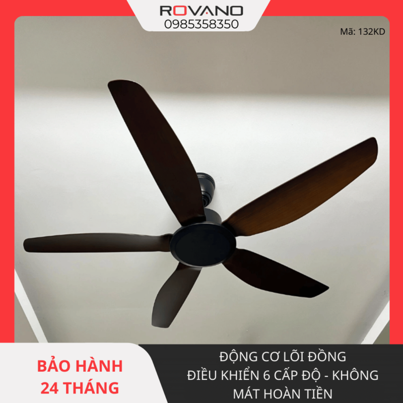 Quạt Trần Đèn 5 Cánh Nhựa RQT-132KD