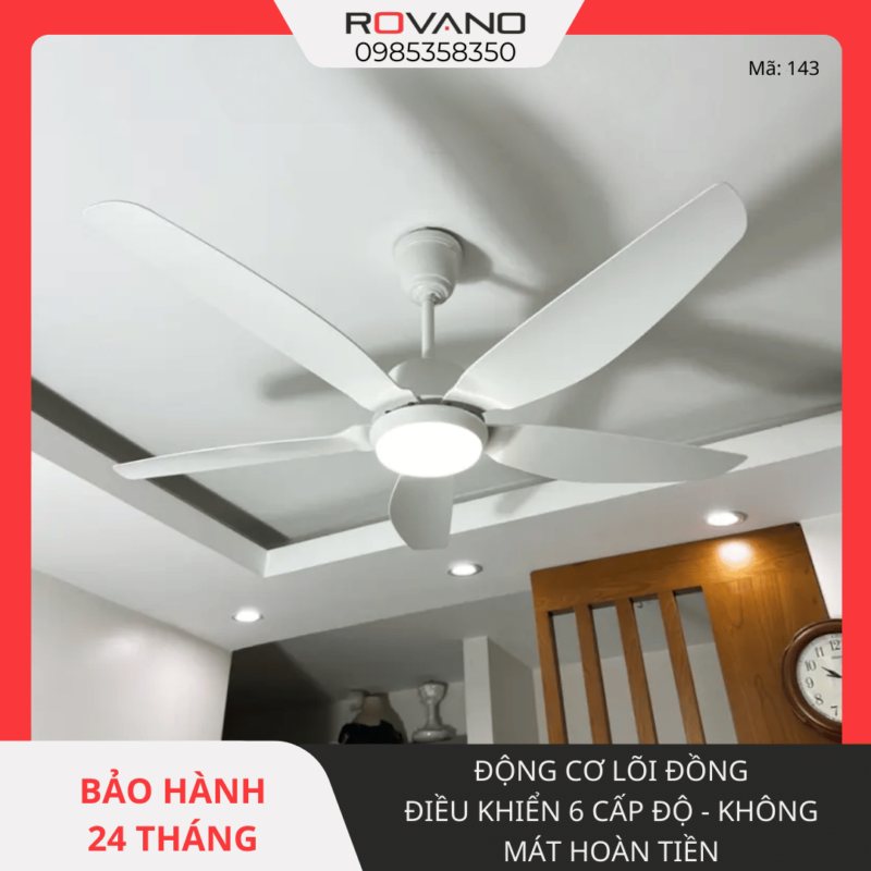 Quạt Trần Đèn 5 Cánh Nhựa RQT-143