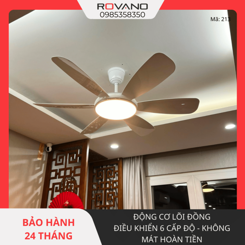 Quạt Trần Đèn 6 Cánh Nhựa RQT-213