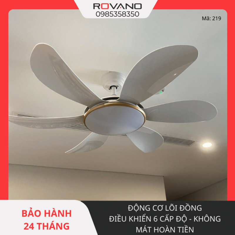 Quạt Trần Đèn 5 Cánh Nhựa RQT-219