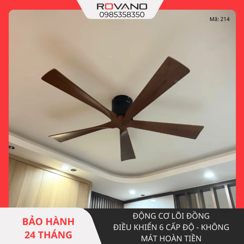 Quạt Trần Đèn 5 Cánh Gỗ RQT-214